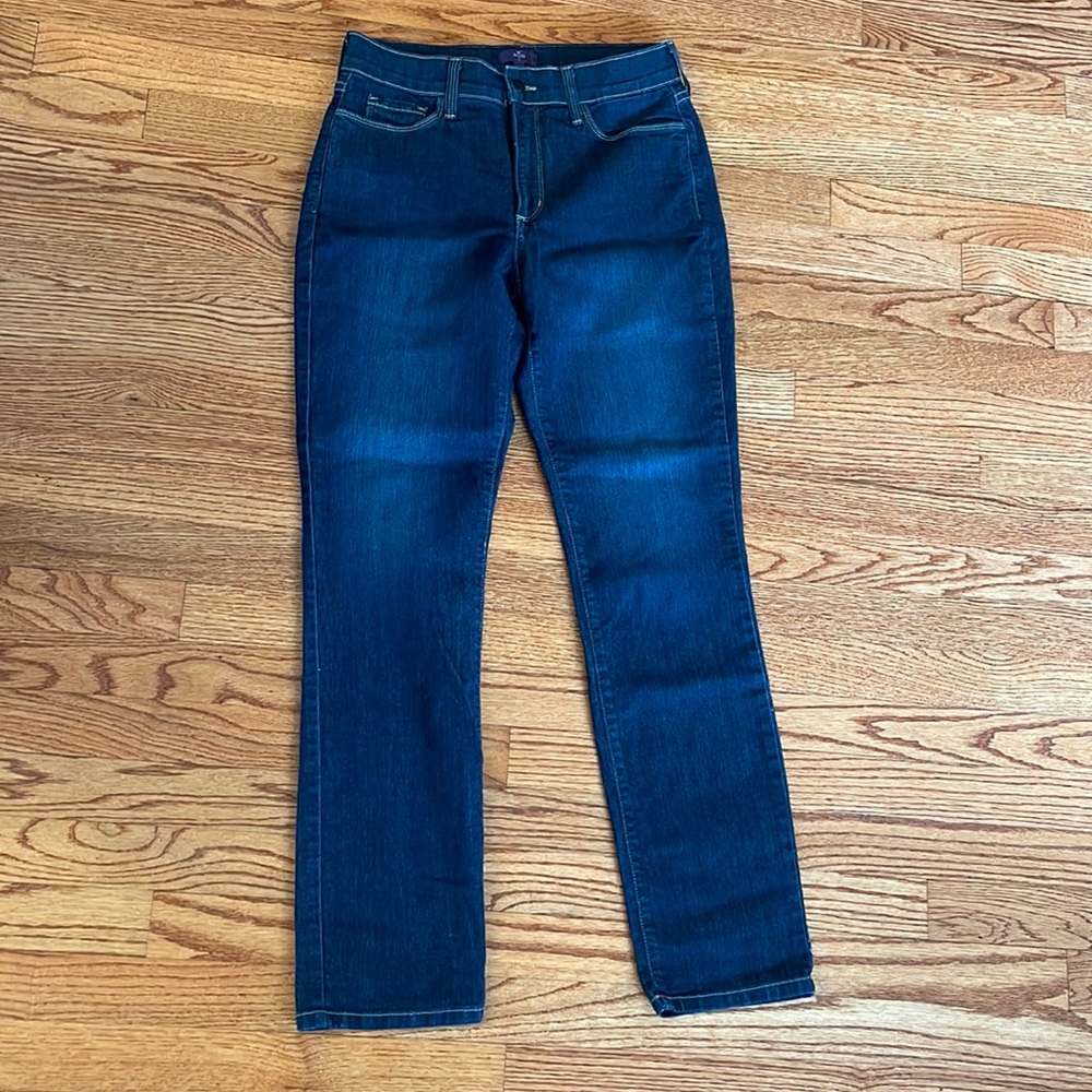 NYDJ NOT YOUR DAUGHTERS JEANS Sz 6 Dark Blue Denim Lift Tuck Tech USA PERFECT
